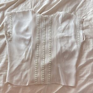 Elegant White Embroidered Vintage Women's Top